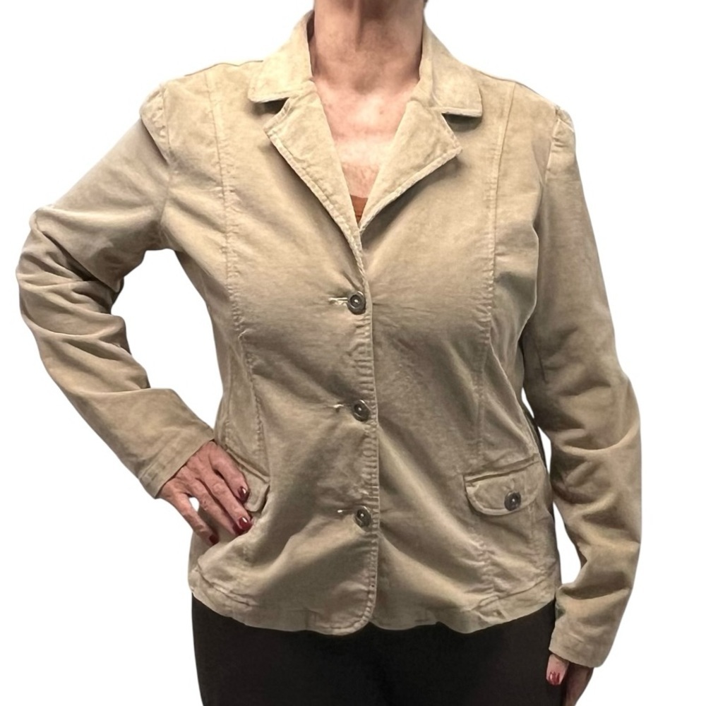 Fresh Produce Tan Corduroy Casual Career Business Blazer Jacket Women’s Large - Picture 4 of 11